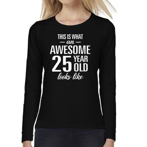 Awesome 25 year / 25 jaar cadeau shirt long sleeves zwart dames 2XL  -