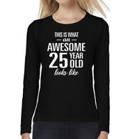 Awesome 25 year / 25 jaar cadeau shirt long sleeves zwart dames 2XL  - - thumbnail