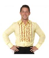 Ruffles Shirt Yellow with Bordeaux Ruffles-M | 44% korting