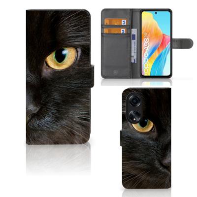 OPPO A98 5G | Telefoonhoesje | Met pasjeshouder | Zwarte Kat