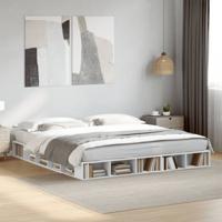 Bedframe massief hout wit 200x200 cm