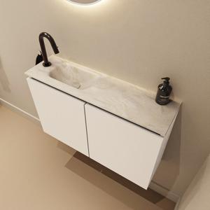 Toiletmeubel Mondiaz Ture Dlux | 80 cm | Meubelkleur Talc | Eden wastafel Ostra Links | 1 kraangat