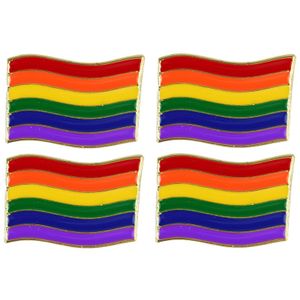 4x Regenboogvlag kleuren metalen broche 4 cm   -