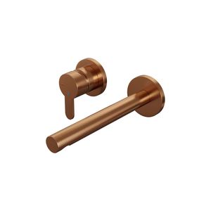 Inbouw Wastafelmengkraan Brauer Copper Edition Coldstart Rechte Uitloop Korte Platte Hendel Links Geborsteld Koper PVD Met Rozetten