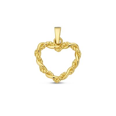 14k Geelgouden Hanger in Hartvorm - Een Elegant Symbool van Liefde en Verbondenheid