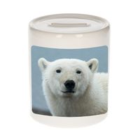 Dieren foto spaarpot grote ijsbeer 9 cm - ijsberen spaarpotten jongens en meisjes