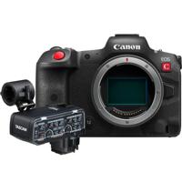 Canon EOS R5 C body + Tascam CA-XLR2d-C XLR microfoon adapter voor Canon