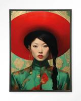 Urban Cotton Wandkleed 'Amy' 110 x 145cm in Floating Frame - black