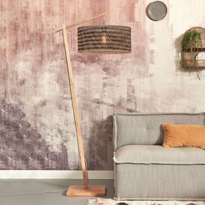 GOOD&MOJO Vloerlamp 'Java' Bamboe, 176cm, kleur Naturel/Zwart