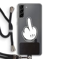 Middle finger black: Samsung Galaxy S21 Plus Transparant Hoesje met koord