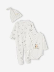 Disney® Winnie de Poeh babyslaapzak + romper + mutsje voor babyjongens ecru