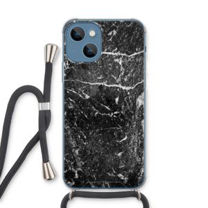 Zwart marmer: iPhone 13 Transparant Hoesje met koord