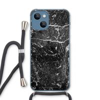 Zwart marmer: iPhone 13 Transparant Hoesje met koord