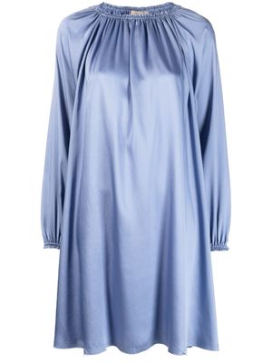 Blanca Vita robe froncée à manches longues - Bleu