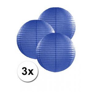 3 donker blauwe lampionnen 25 cm