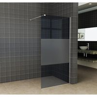Wiesbaden Slim inloopdouche 120x200cm 8mm nano glas gedeeltelijk mat rookglas chroom sw203913/sw373481