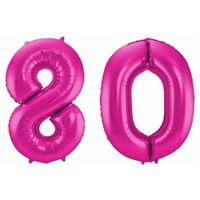 Cijfer ballon 80 jaar roze