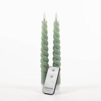 Anna Collection LED swirl dinerkaarsen - 2x st - jade groen - 23 cm