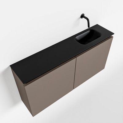 Toiletmeubel Mondiaz Ture | 100 cm | Meubelkleur Smoke | Eden wastafel Urban Rechts | Zonder kraangat