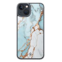 iPhone 13 mini hybride hoesje - Marmer lichtblauw