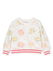 Monnalisa sweat en coton à fleurs - Blanc