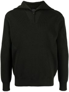 Emporio Armani pull nervuré à col zippé - Marron