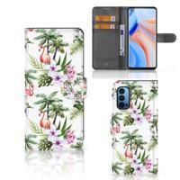 OPPO Reno 4 Pro 5G | Telefoonhoesje | Met pasjeshouder | Flamingo Palms