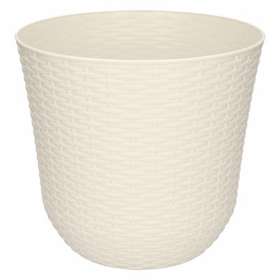 1x Ivoor witte plantenbakken/bloempotten 25 cm rond