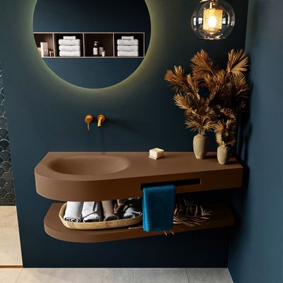 MONDIAZ RIVA 120cm Wastafel met planchet kleur Rust. Wastafel DULCET links 0 kraangaten kleur Rust. MONDIAZ RIVA 120cm Wastafel met planchet kleur Rust. Wastafel DULCET links 0 kraangaten kleur Rust.