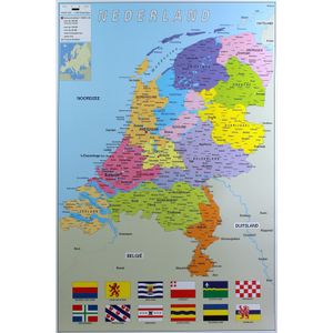 Poster Nederland/Holland topografie thema 61 x 91 cm   -