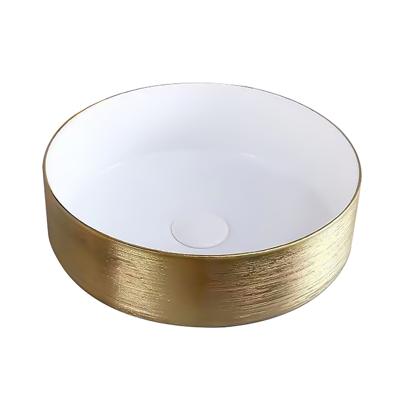 Waskom BWS Keramiek Met Geborsteld Goud Relief 36 cm Wit Boss & Wessing