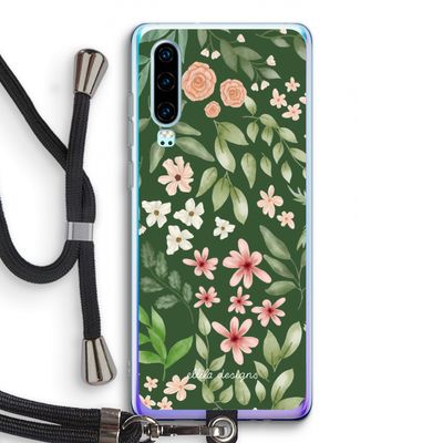 Botanical green sweet flower heaven: Huawei P30 Transparant Hoesje met koord
