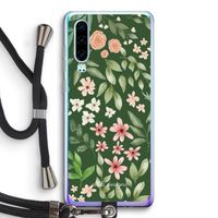 Botanical green sweet flower heaven: Huawei P30 Transparant Hoesje met koord