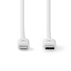 Nedis Lightning Kabel | USB 2.0 | Apple Lightning 8-Pins | USB-C Male | 480 Mbps | Vernikkeld | 1.00 m | Rond | PVC | Wit | Label - CCGL39650WT10