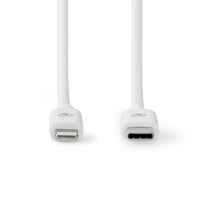 Nedis Lightning Kabel | USB 2.0 | Apple Lightning 8-Pins | USB-C Male | 480 Mbps | Vernikkeld | 1.00 m | Rond | PVC | Wit | Label - CCGL39650WT10 - thumbnail