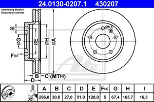 Remmenset, remschijf ATE, Remschijftype: Geventileerd: , Inbouwplaats: Vooras, u.a. für Saab, Vauxhall, Opel, Chevrolet