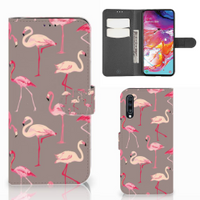 Samsung Galaxy A70 Telefoonhoesje met Pasjes Flamingo - thumbnail