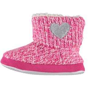 Roze hoge sloffen/pantoffels zilveren hart voor meisjes maat 23-24 23/24  -