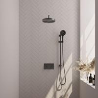 BRAUER Stripe Thermostatische Inbouw Regendouche - drukknoppen - SET 35 - 25cm douchekop - gebogen muurarm - 3-standen handdouche - doucheslang - geïntegreerde glijstang - gunmetal geborsteld PVD 5-GM-433