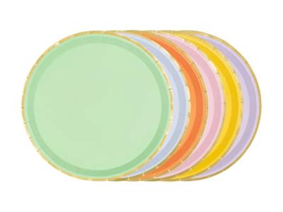 Borden Pastel Kleuren met Gouden Rand (6st)