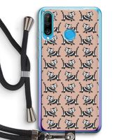 Zwarte poes: Huawei P30 Lite Transparant Hoesje met koord