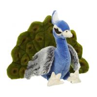 Nature Planet Pauw - blauw/groen - 24 cm - pluche dieren knuffels - Pauwen