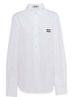 Miu Miu chemise boutonnée en popeline à logo brodé - Blanc