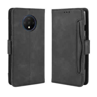 Voor OnePlus 7T portemonnee stijl huid voelen kalf patroon lederen draagtas met aparte kaartsleuf (zwart)
