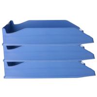 Kantoor Brievenbakjes - 4x - A4 formaat - kunststof - Blauw - Stapelbaar - Documenten bakjes Kantoor Brievenbakjes - 4x - A4 formaat - kunststof - Blauw - Stapelbaar - Documenten bakjes