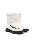 MM6 Maison Margiela Kids bottines en peau lainée à logo imprimé - Blanc - thumbnail