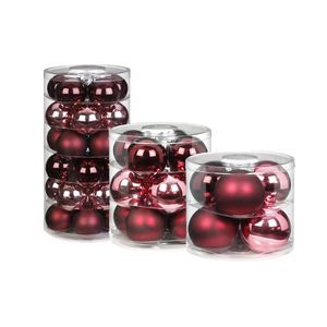 48x Berry Kiss mix roze/rode glazen kerstballen glans en mat - Kerstbal