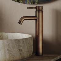 Wastafelkraan SaniClear Plus Curved | Opbouw | Mengkraan | Hoog model | Verouderd messing