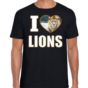 I love lions foto shirt zwart voor heren - cadeau t-shirt leeuwen liefhebber 2XL  -