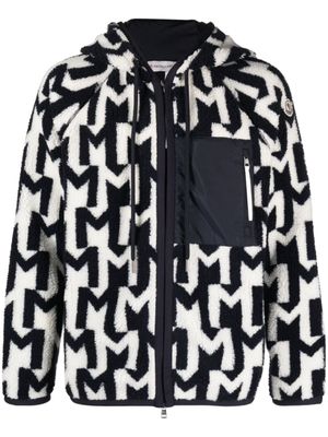 Moncler sweat zippé monogrammé à capuche - Bleu